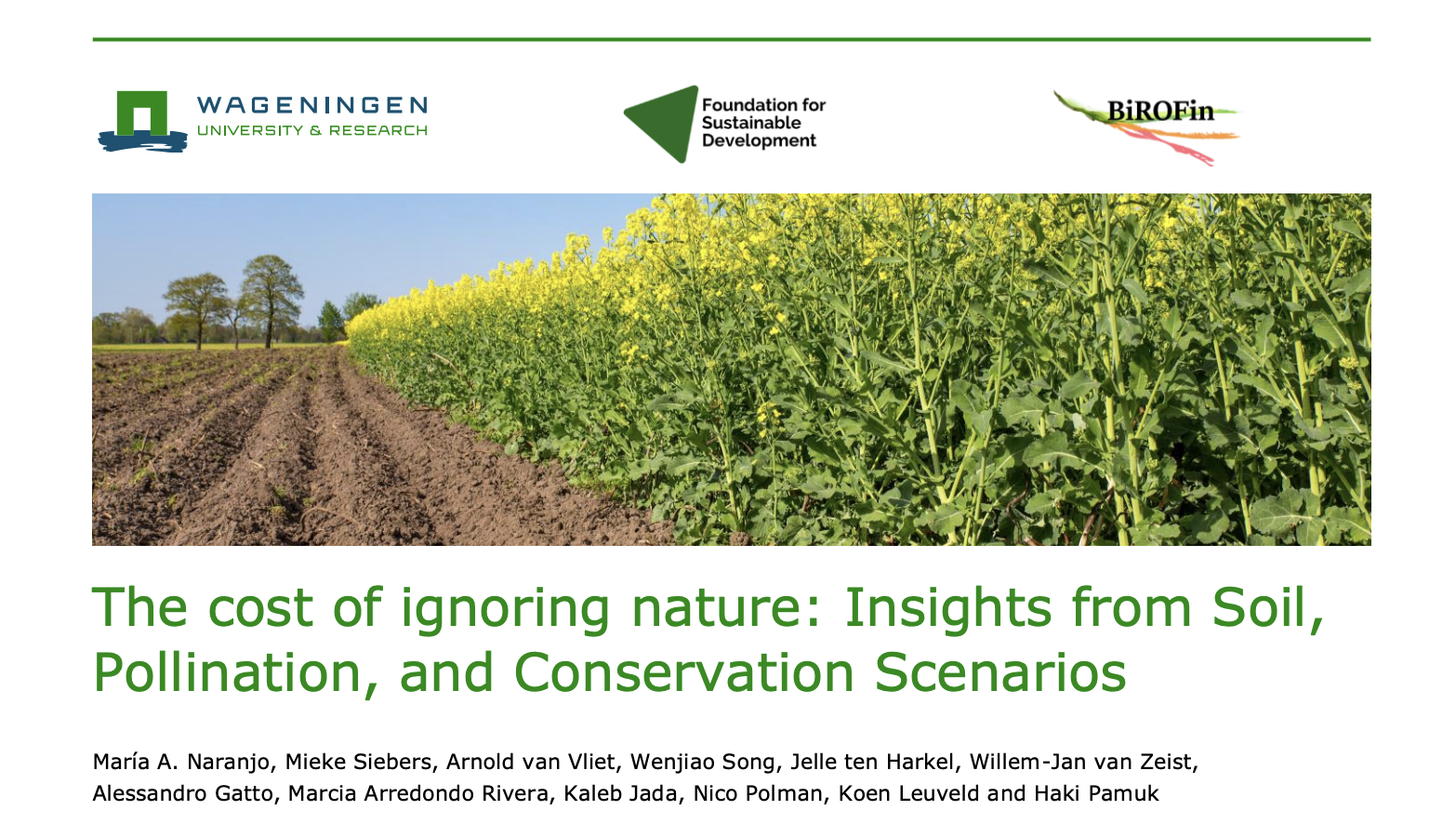 The cost of ignoring nature: Insights from soil, pollination, and conservation scenarios Image